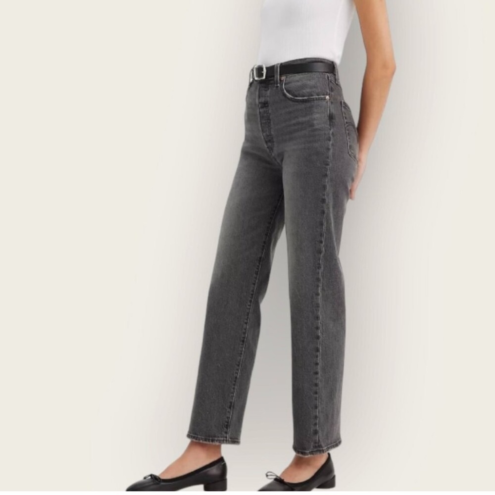 Levi's Ribcage Straight Ankle High Rise Premium Denim Well Worn Black